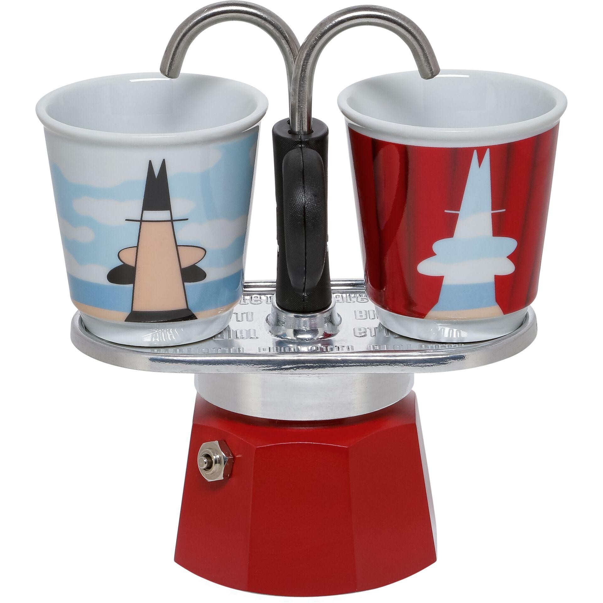 Bialetti Mini Express Magritte Moka Rosso, Argento - Bialetti Mini