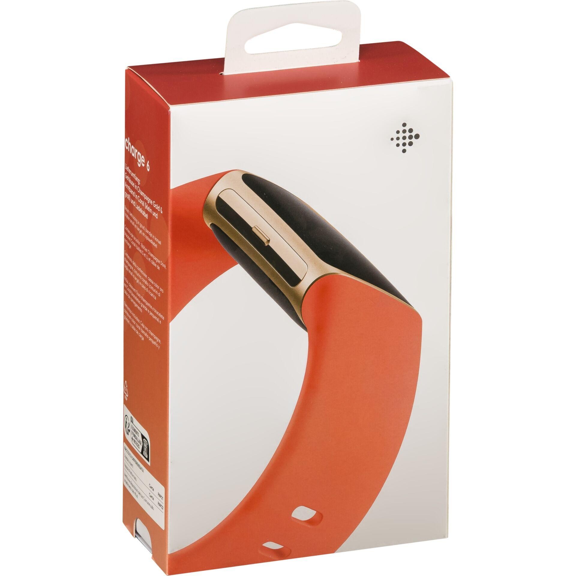 Fitbit Charge 6 Fitness Tracker – Gold/Coral, One Size With S & L Bands Included