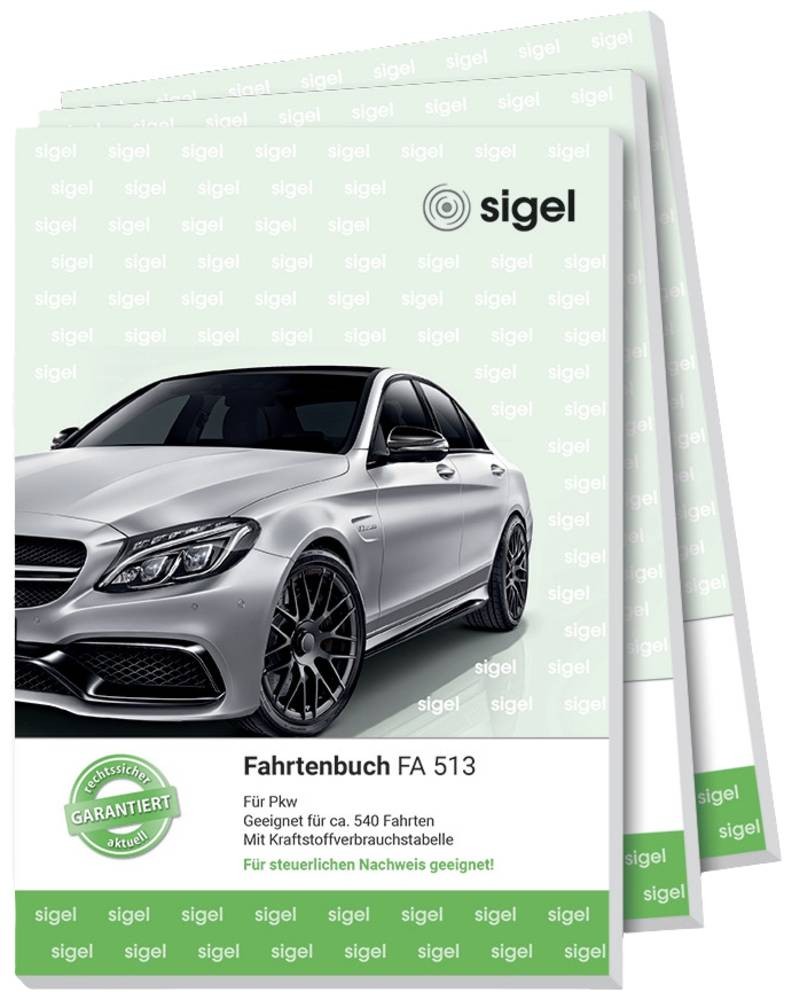 Sigel 513F3 DIN A5hoch Fahrtenbuch Anzahl der Blätter: 64 Grün, Wei