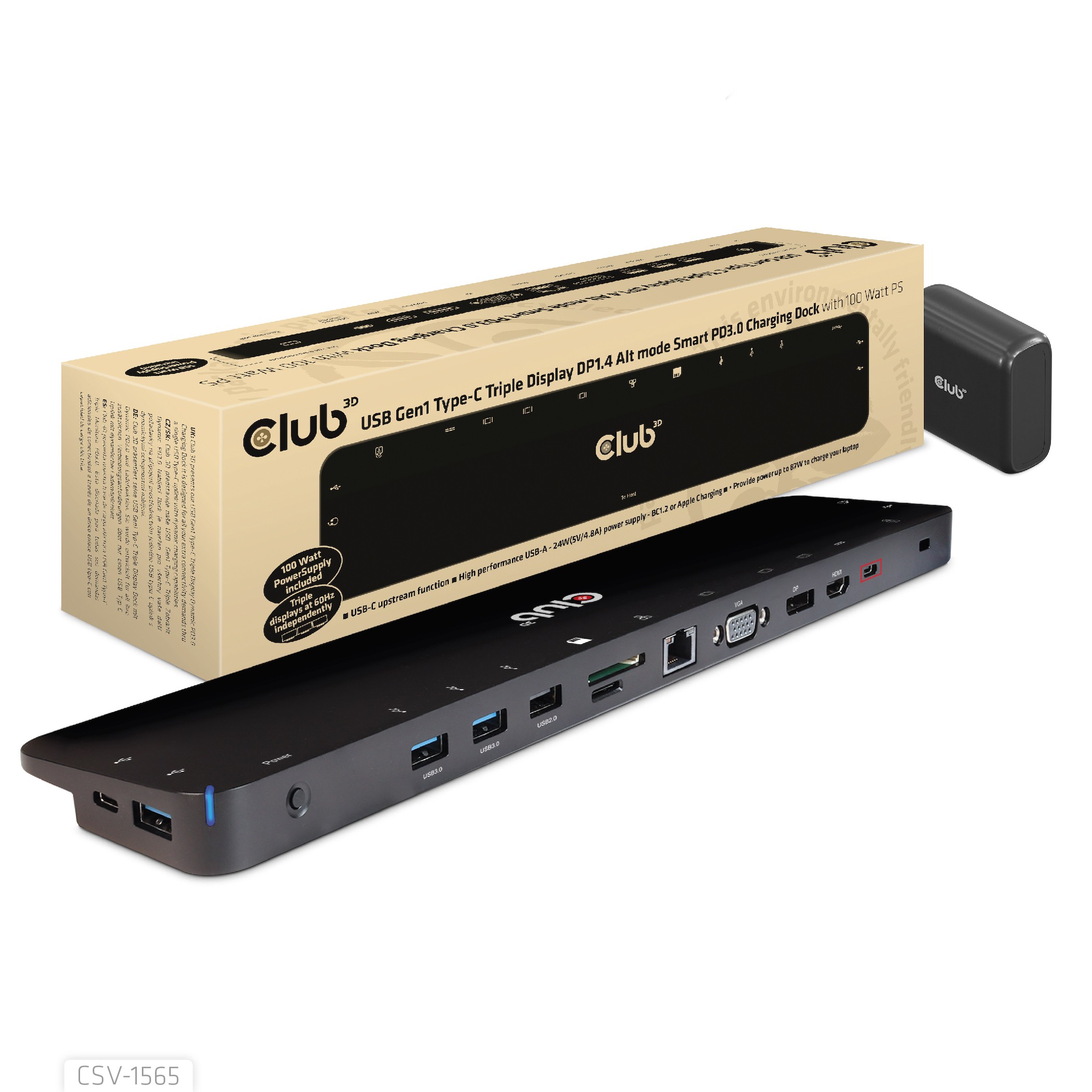 CLUB3D USB Gen1 Type-C Triple Display DP1.4 Alt mode Smart PD3.0