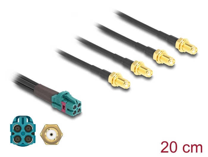 DeLOCK Cable Mini FAKRA Z jack quad to 4 x SMA jack A-Type Premium -