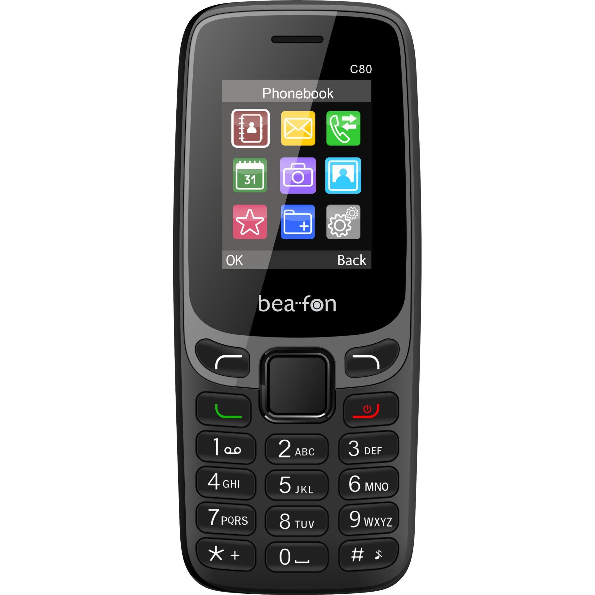 Beafon C80 4,5 cm (1.77") 67 g Noir Téléphone d'entrée de gamme -