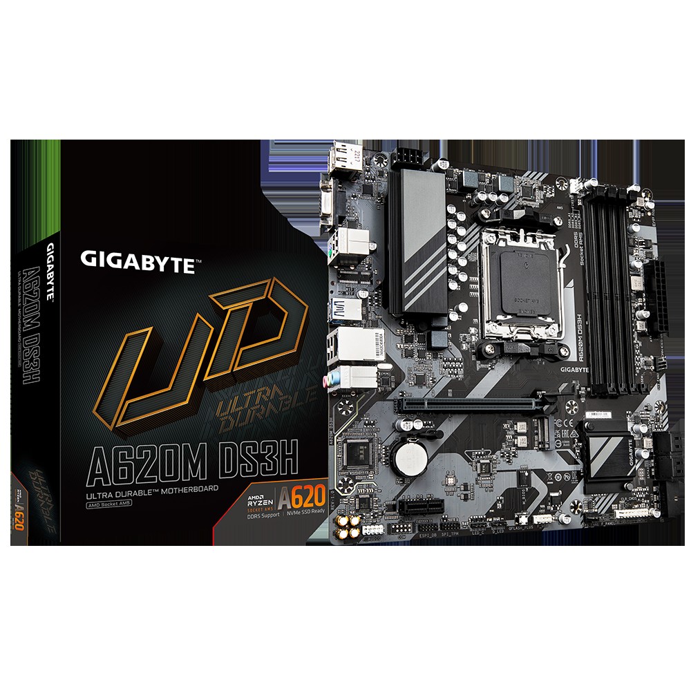 GIGABYTE A620M DS3H Motherboard - Supports AMD Ryzen 8000 CPUs, 5+2+2
