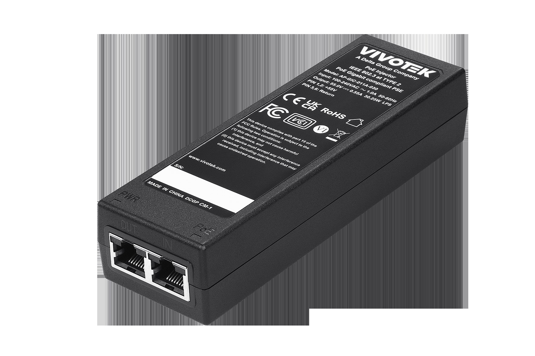 VIVOTEK AP-GIC-011A-030 Indoor Gigabit PoE Injektor, 30W