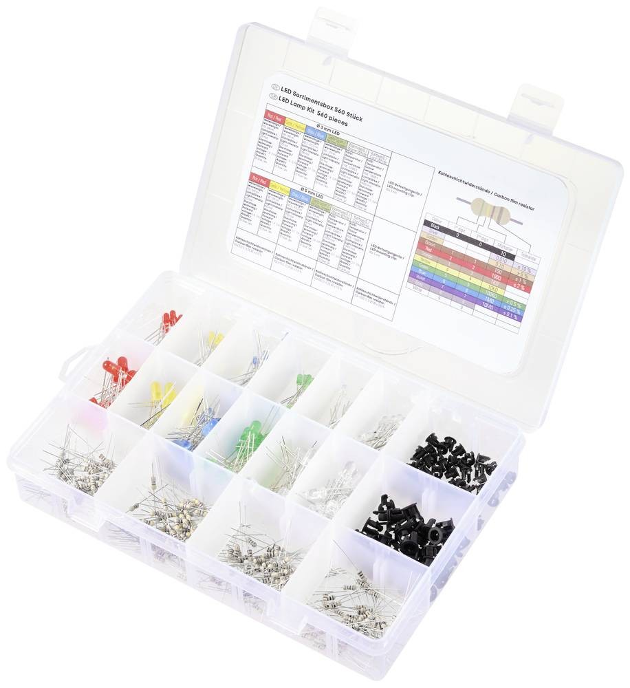 TRU COMPONENTS LED bedrahtet Rot, Gelb, Blau, Gelb-Grün, Warm white,