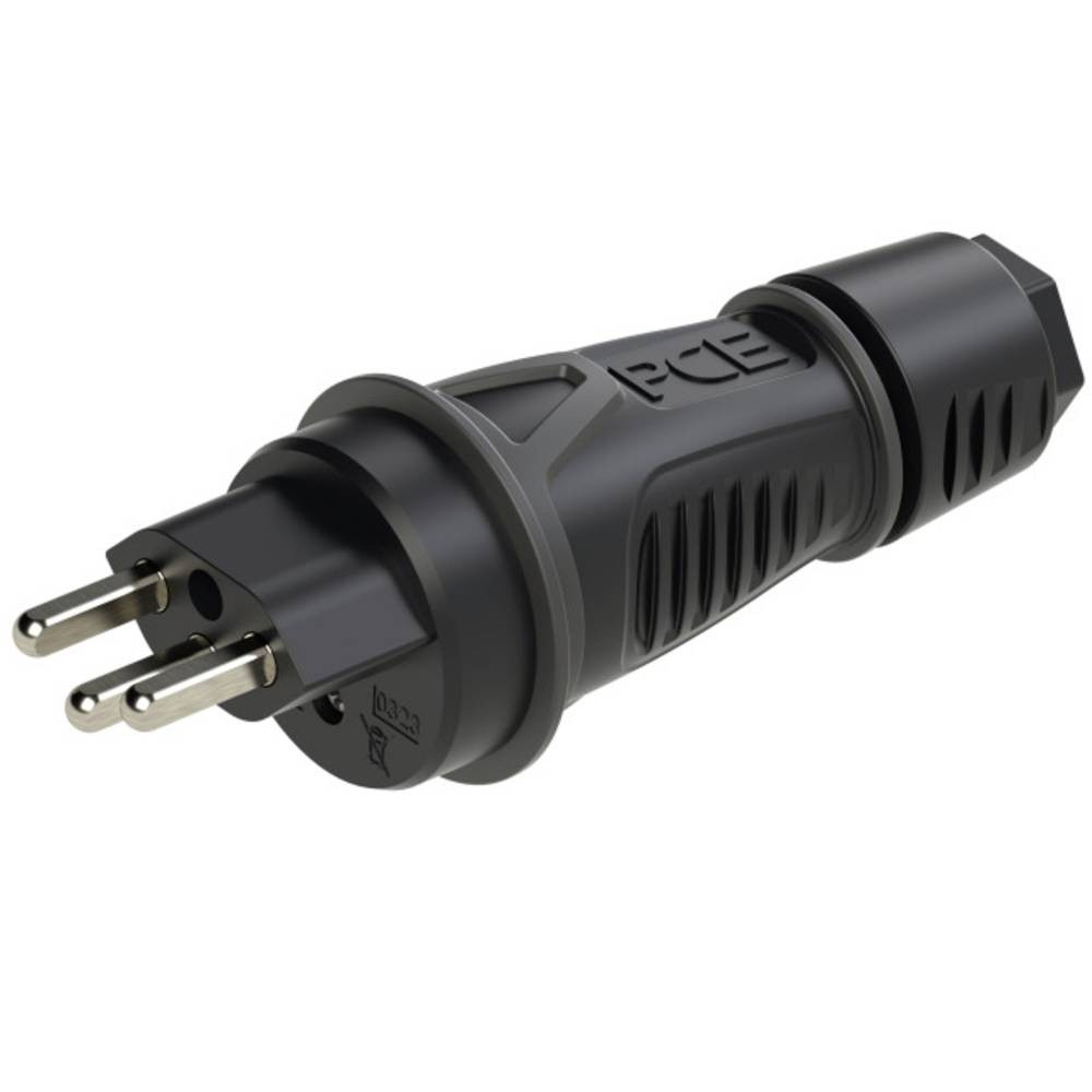 PC Electric 0323-ss Schutzkontaktplug PA6, TPE 250V black IP55