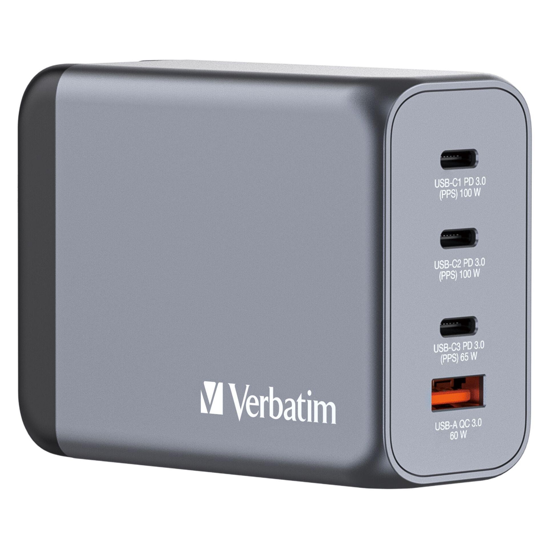 Verbatim GNC-200 GaN Charger 200W with 2 x USB-C PD 100W / 1 x USB-C