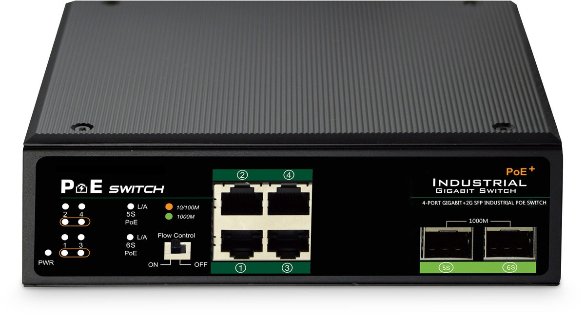 Digitus 4 port Gigabit Ethernet network PoE switch, industrial,