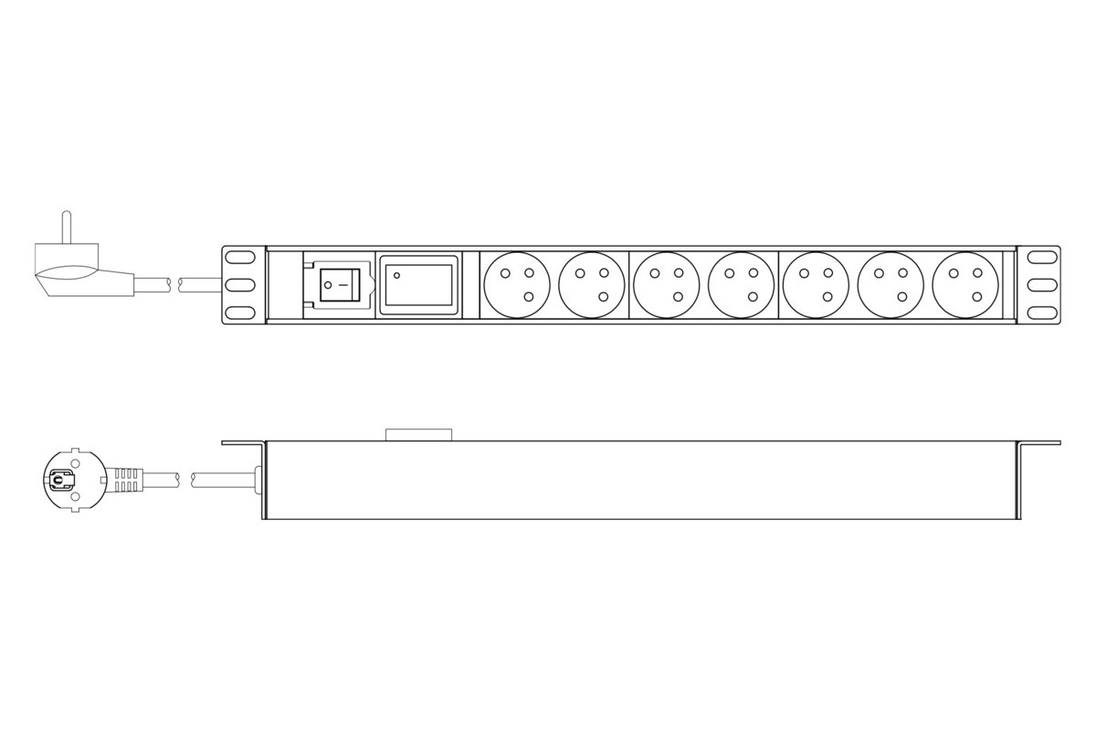 Digitus Socket strip with aluminum profile, surge protection and