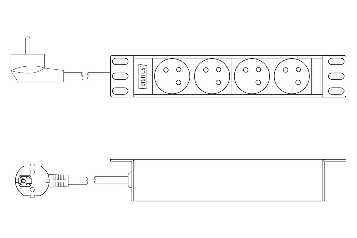 Digitus 10" socket strip with aluminum profile, 4-way CEE 7/5 sockets