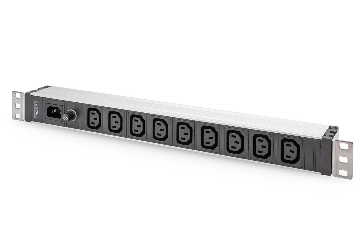Digitus Socket strip with aluminum profile, 9-way, IEC C14 input -