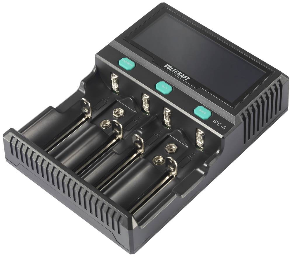 VOLTCRAFT IPC-4 Rundzellen-Ladegerät LiIon, LiFePO, NiMH, NiCd,