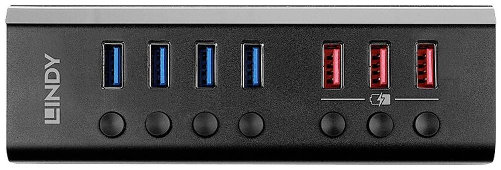 LINDY 43371 USB-Hub 8 Port USB-A USB 3.0 5 GBit/s Schwarz 43371