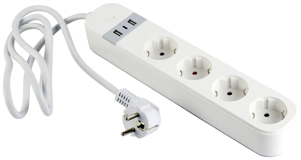 Gembird TSL-PS-S4U-01-W Smart power strip 4 AC outlet(s) Type E 1.5 m