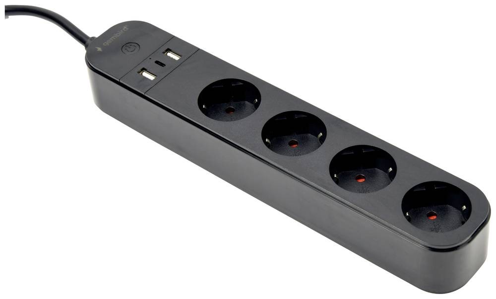 Gembird TSL-PS-S4U-01 Smart power strip 4 AC outlet(s) Type E 1.5 m 3