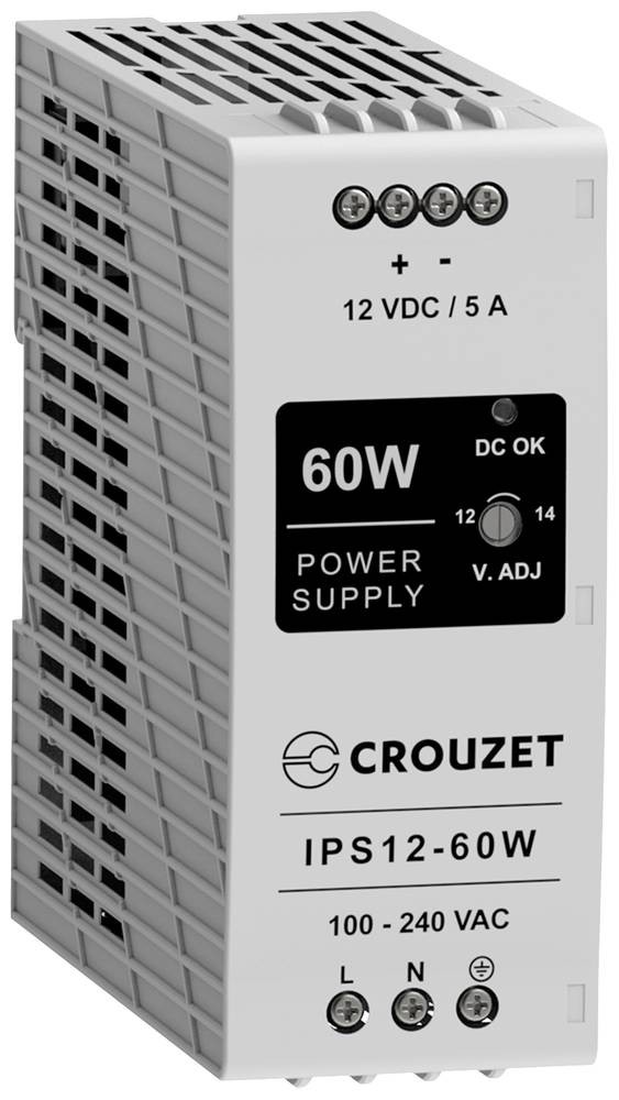 Crouzet 89452 Linear DIN Rail Power Supply, 90 - 264V ac ac Input,