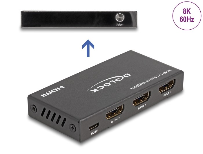 DeLOCK HDMI Switch 2 x HDMI in to 1 x HDMI out 8K 60 Hz - DeLOCK HDMI