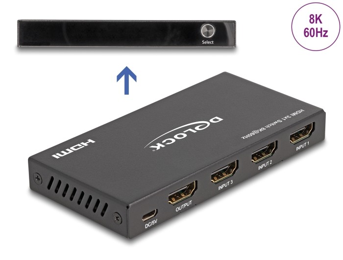 DeLOCK HDMI Switch 3 x HDMI in to 1 x HDMI out 8K 60 Hz - DeLOCK HDMI