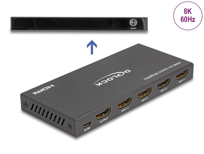 DeLOCK Conmutador HDMI 4 x entrada HDMI a 1 x salida HDMI 8K 60 Hz -
