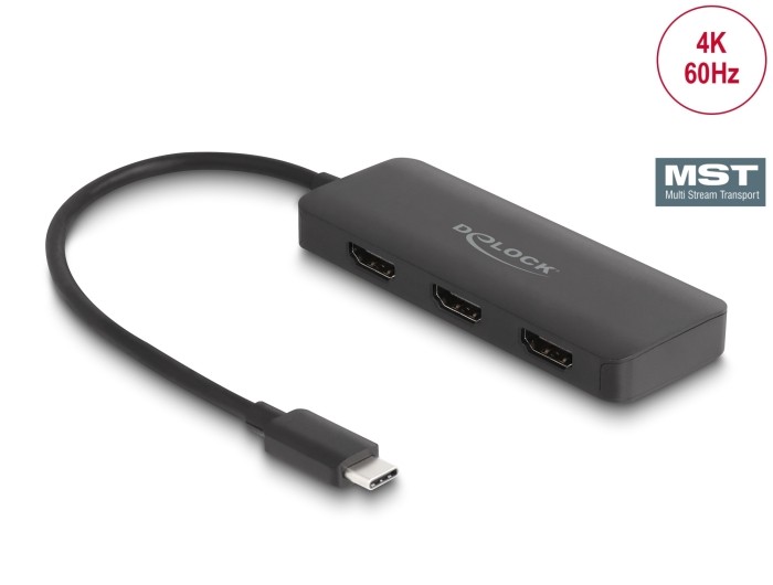 DeLOCK USB Type-C Splitter (DP Alt Mode) to 3 x HDMI MST 4K 60 Hz -