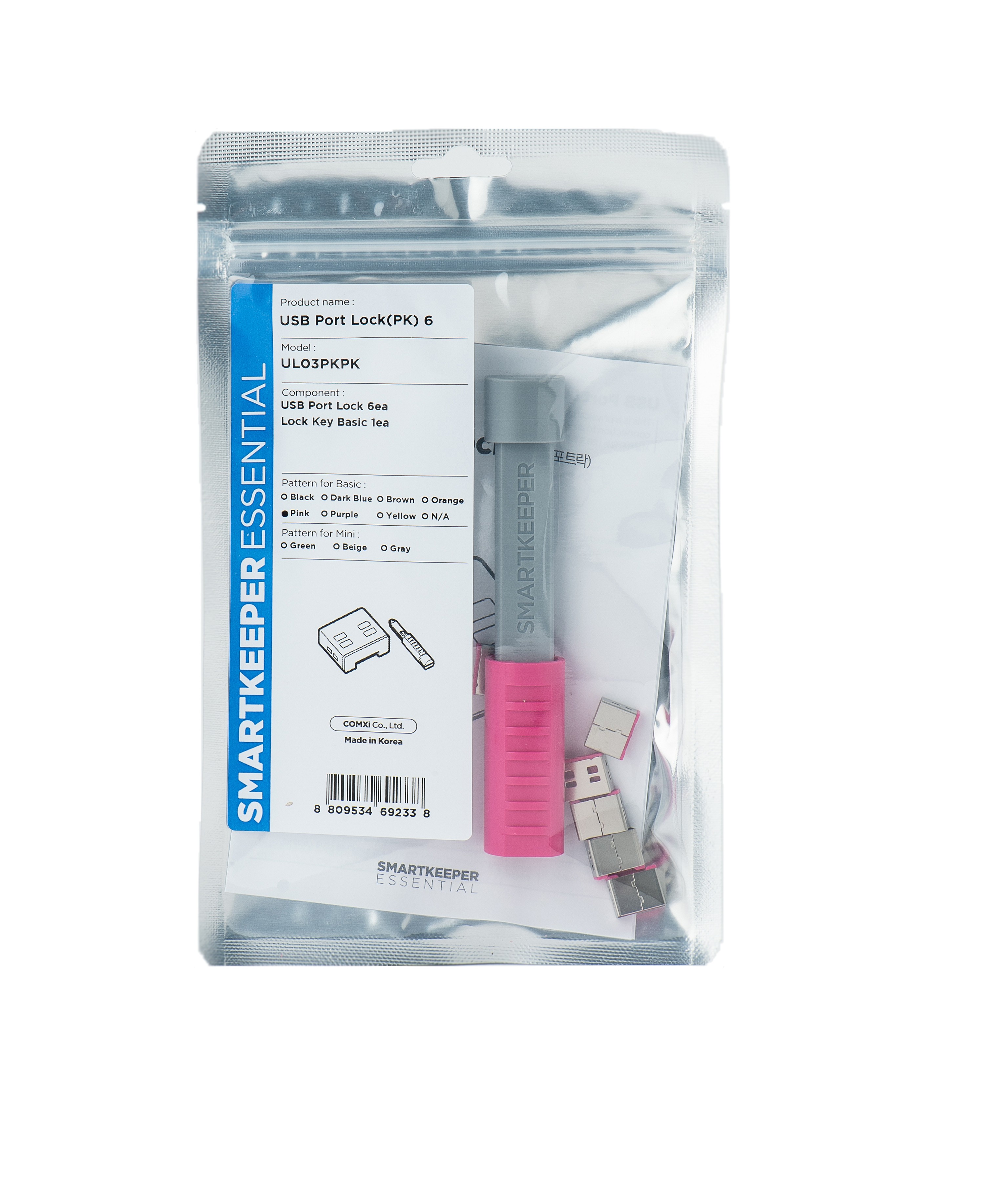 Smartkeeper UL03PKPK port blocker Port blocker + key USB Type-A Pink