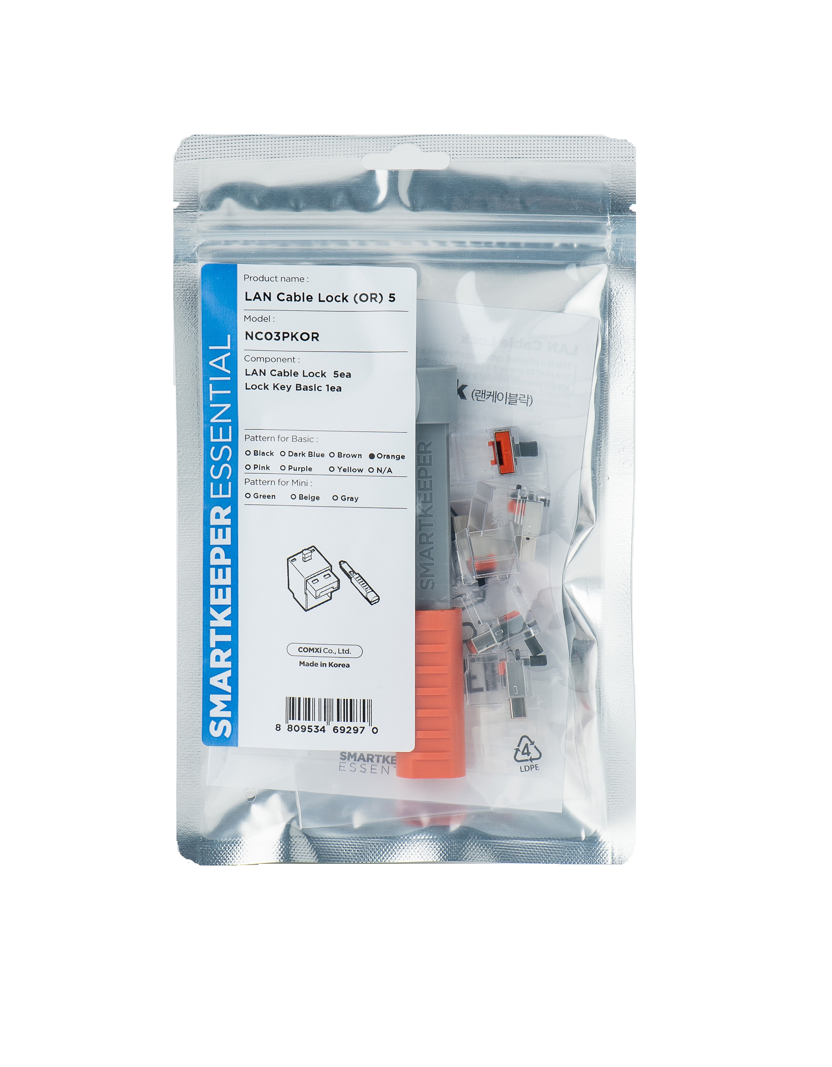 Smartkeeper NC03PKOR port blocker Port blocker + key RJ-45 Orange 1