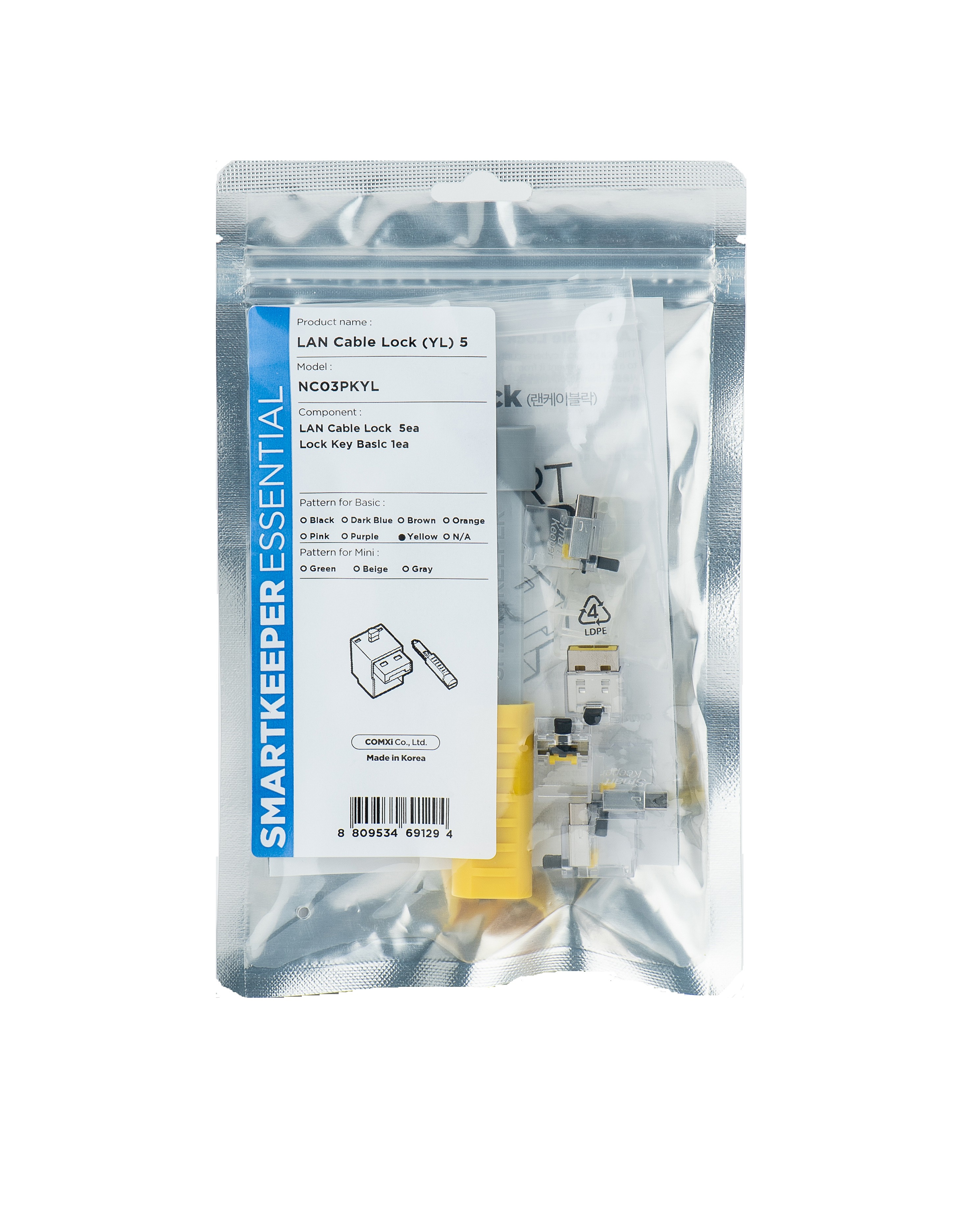 Smartkeeper NC03PKYL port blocker Port blocker + key RJ-45 Yellow 1