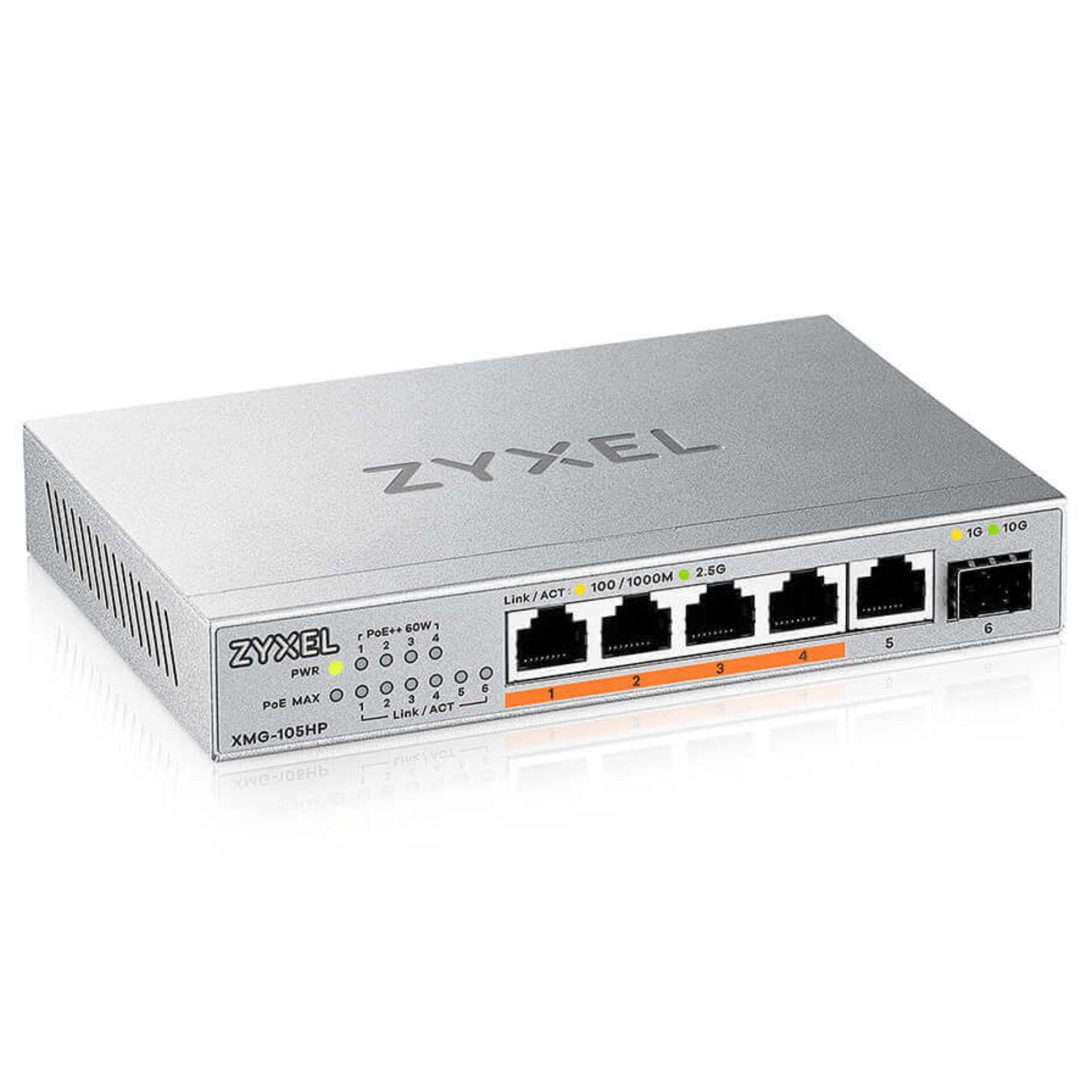 ZyXEL XMG-105 5 Port 10/2,5G MultiGig PoE++ Switch unmanaged