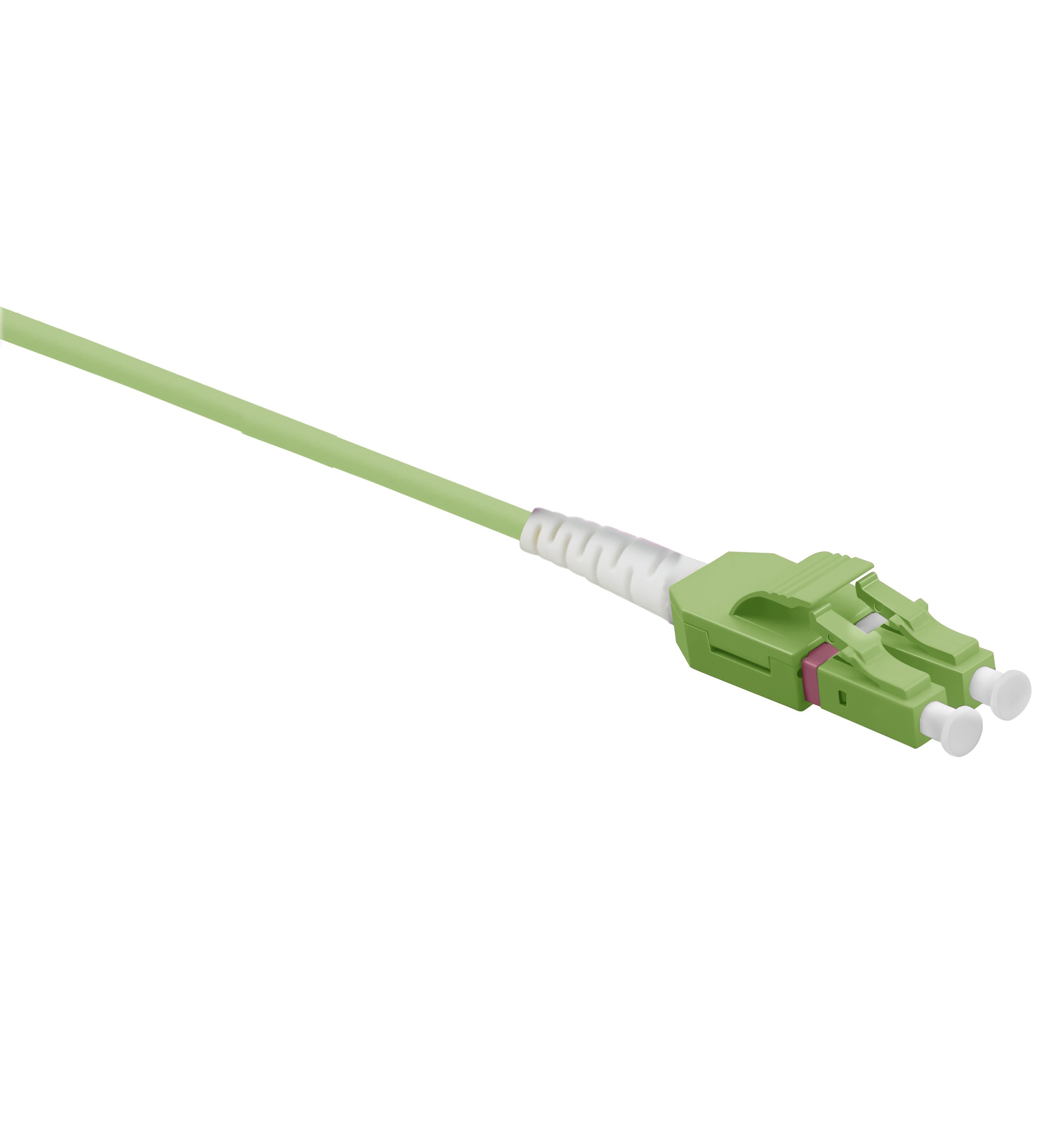 helos LWL Patchkabel OM5 Uniboot 2,0mm LC-LC 50/125μm lindgrün 15m