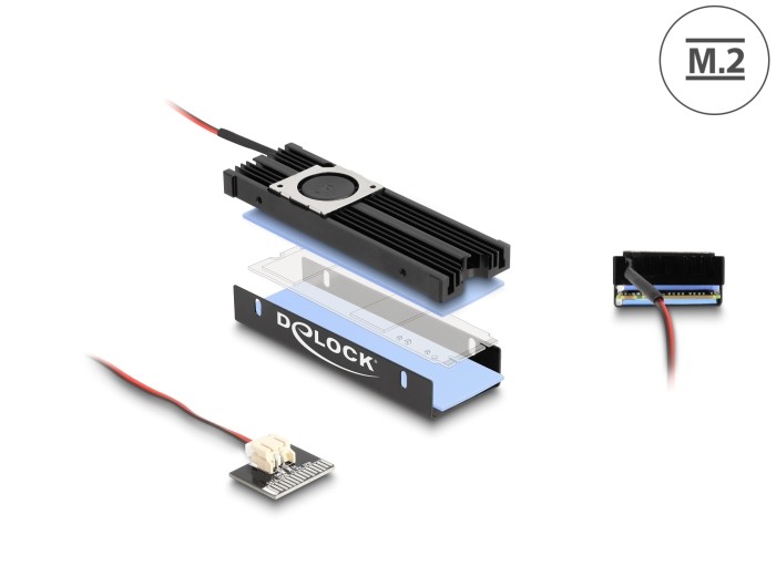 DeLOCK Heat sink with Fan for M.2 SSD 2280 black - DeLOCK Heat sink