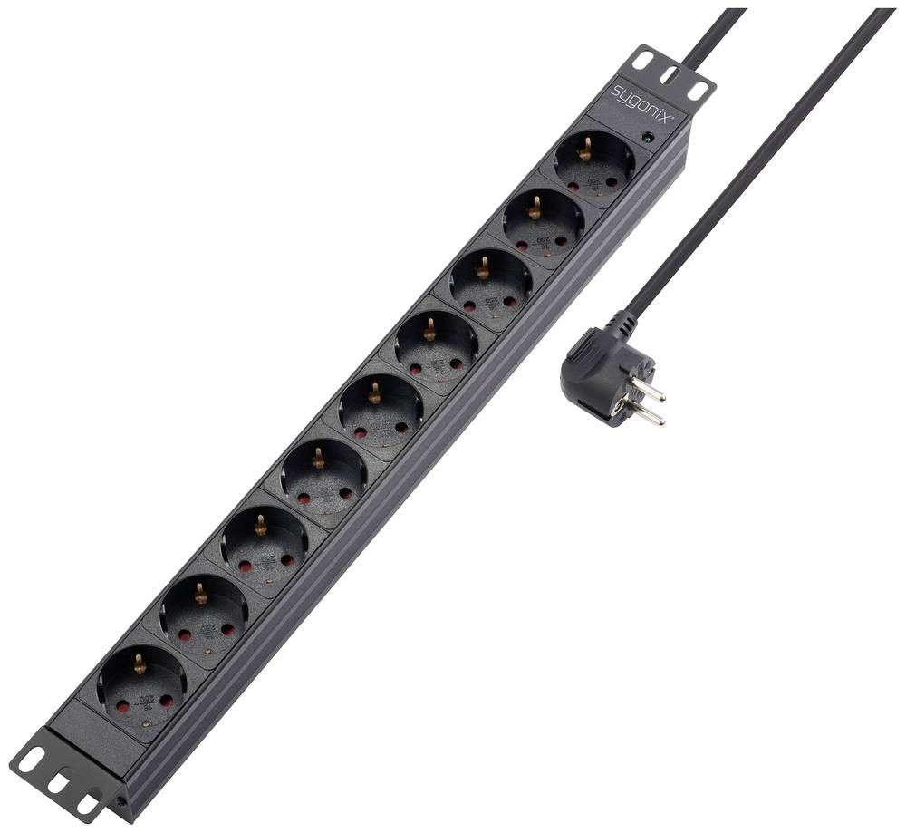 Sygonix SY-5799004 Steckdosenleiste 19 Zoll 9fach Schwarz