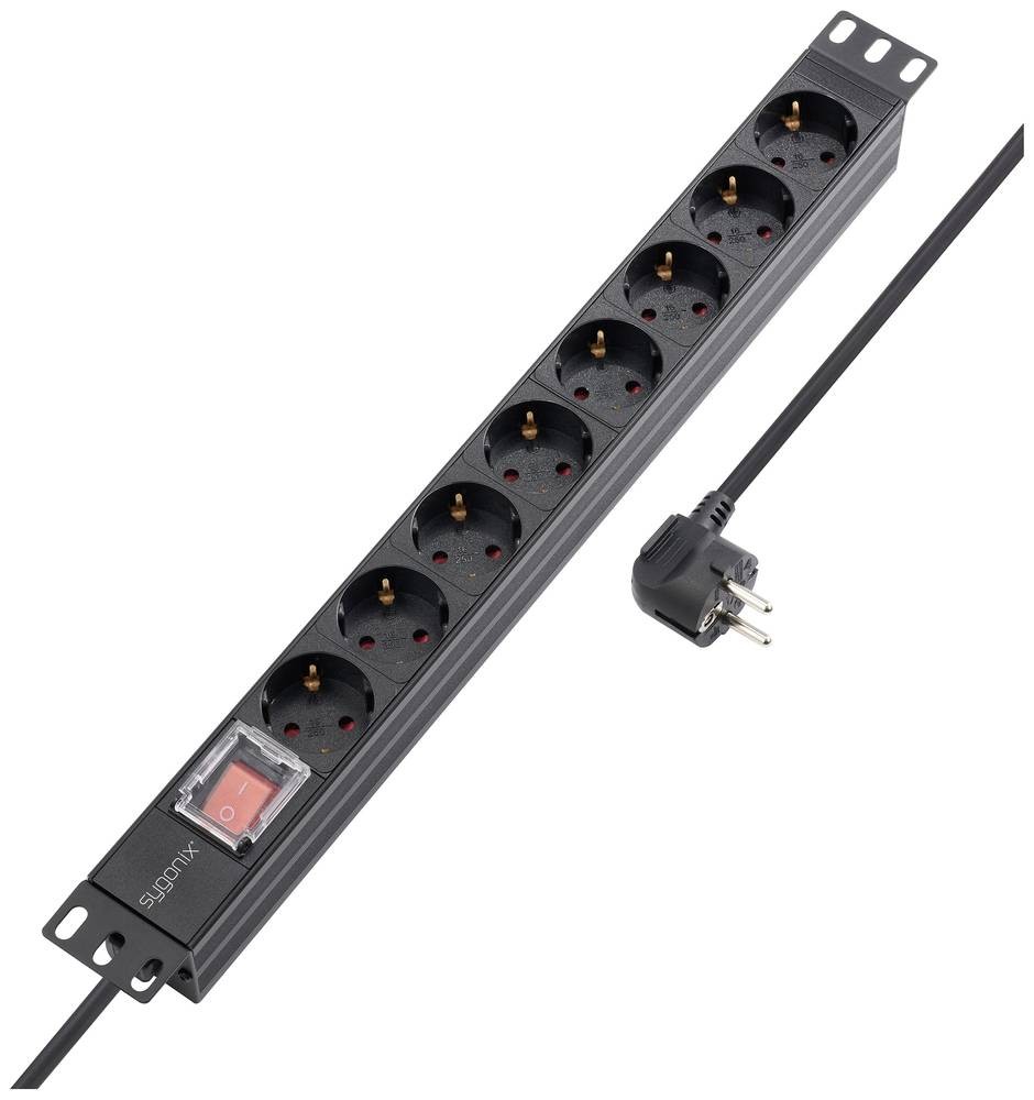 Sygonix SY-5799002 Steckdosenleiste 19 Zoll 8fach Schwarz