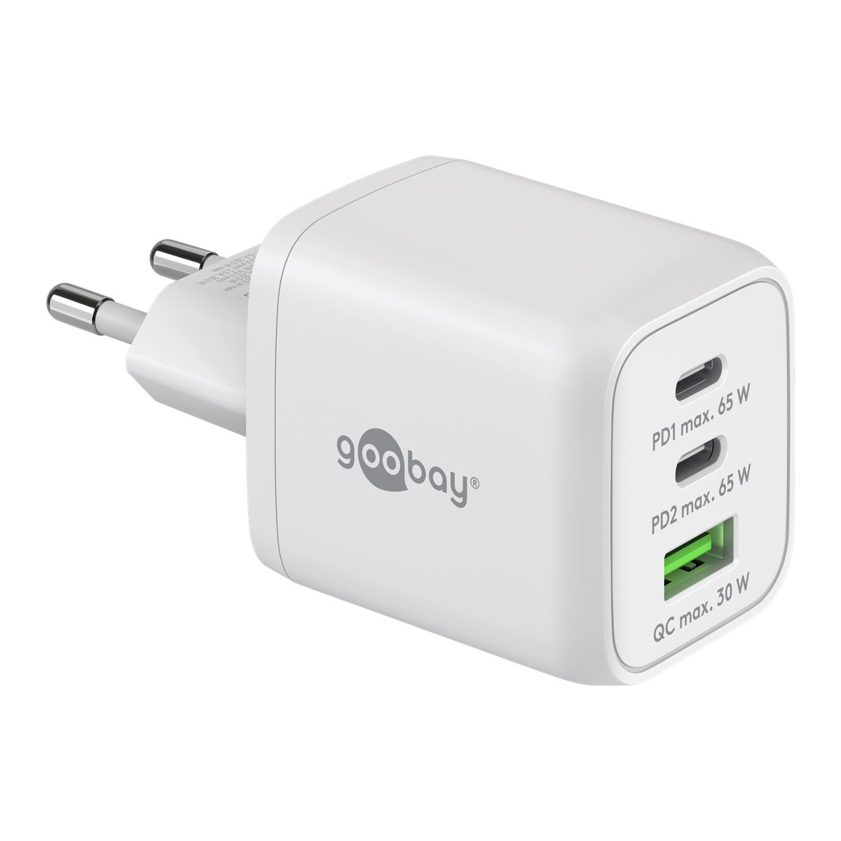 Goobay USB-C PD Multiport-Schnellladegerät Nano (65 W) weiß