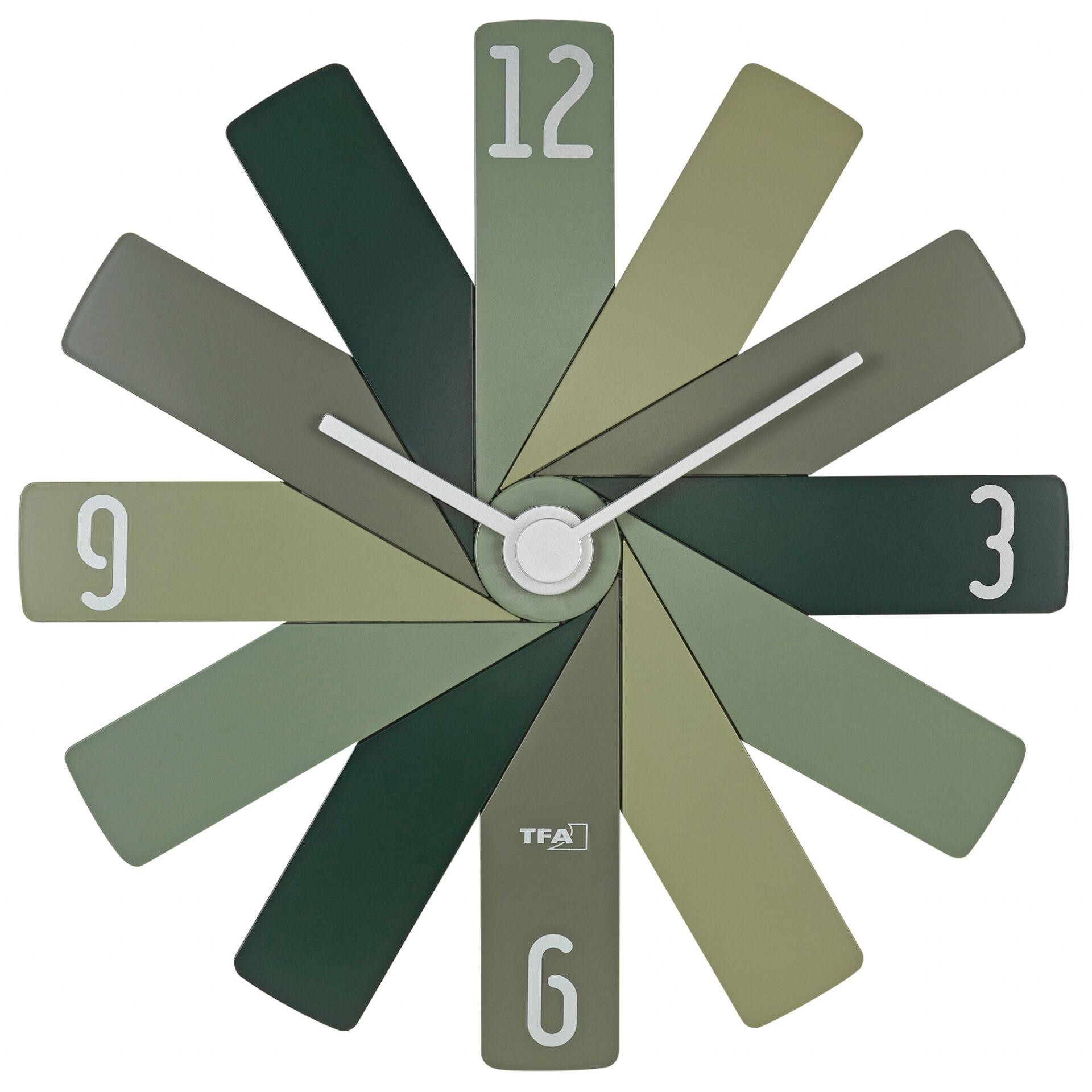 TFA Dostmann 60.3020.04 Quarz Wanduhr 40mm x 3.7mm x 40mm Grün, Oliv,