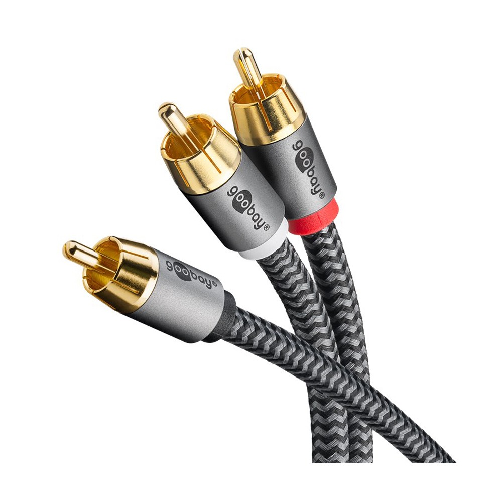 Goobay 65303 audio cable 10 m 2 x RCA RCA Black, Silver - Goobay