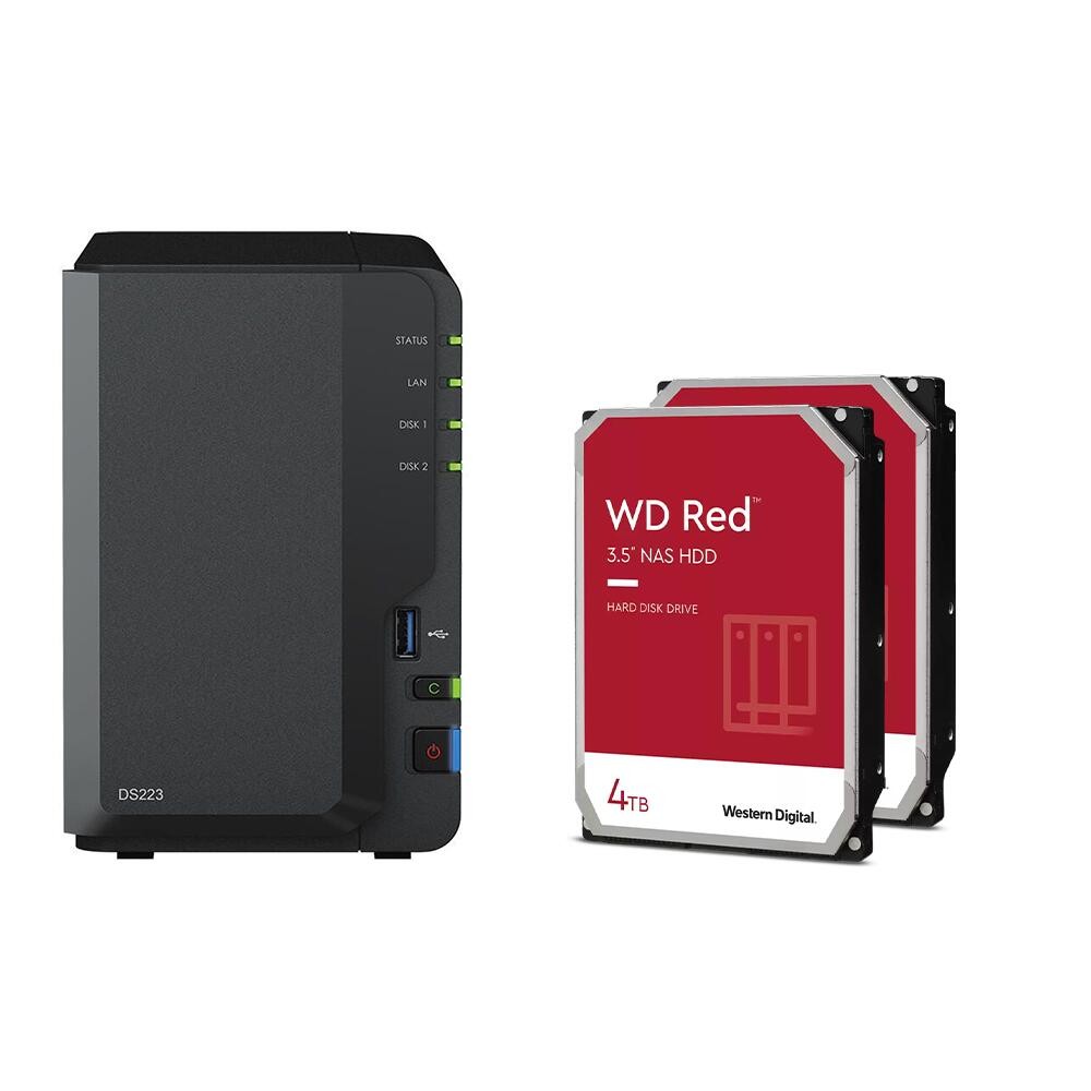Synology DiskStation DS223 2 Einschübe NAS-Server Leergehäuse + 8TB