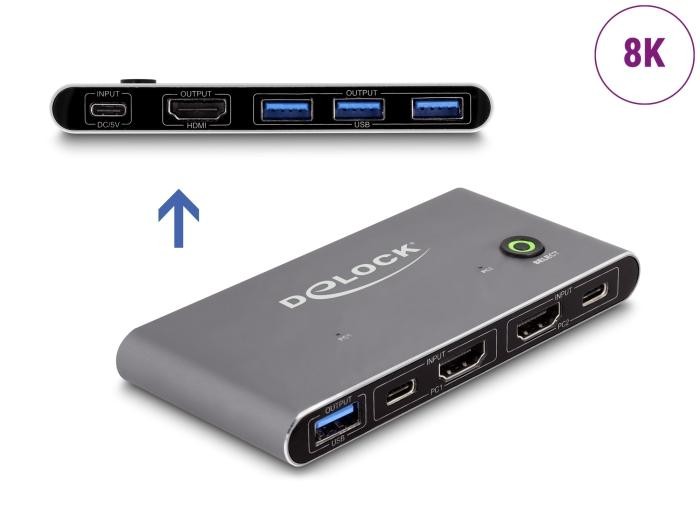 DeLOCK Conmutador HDMI KVM 8K 60 Hz con USB 5 Gbps - DeLOCK