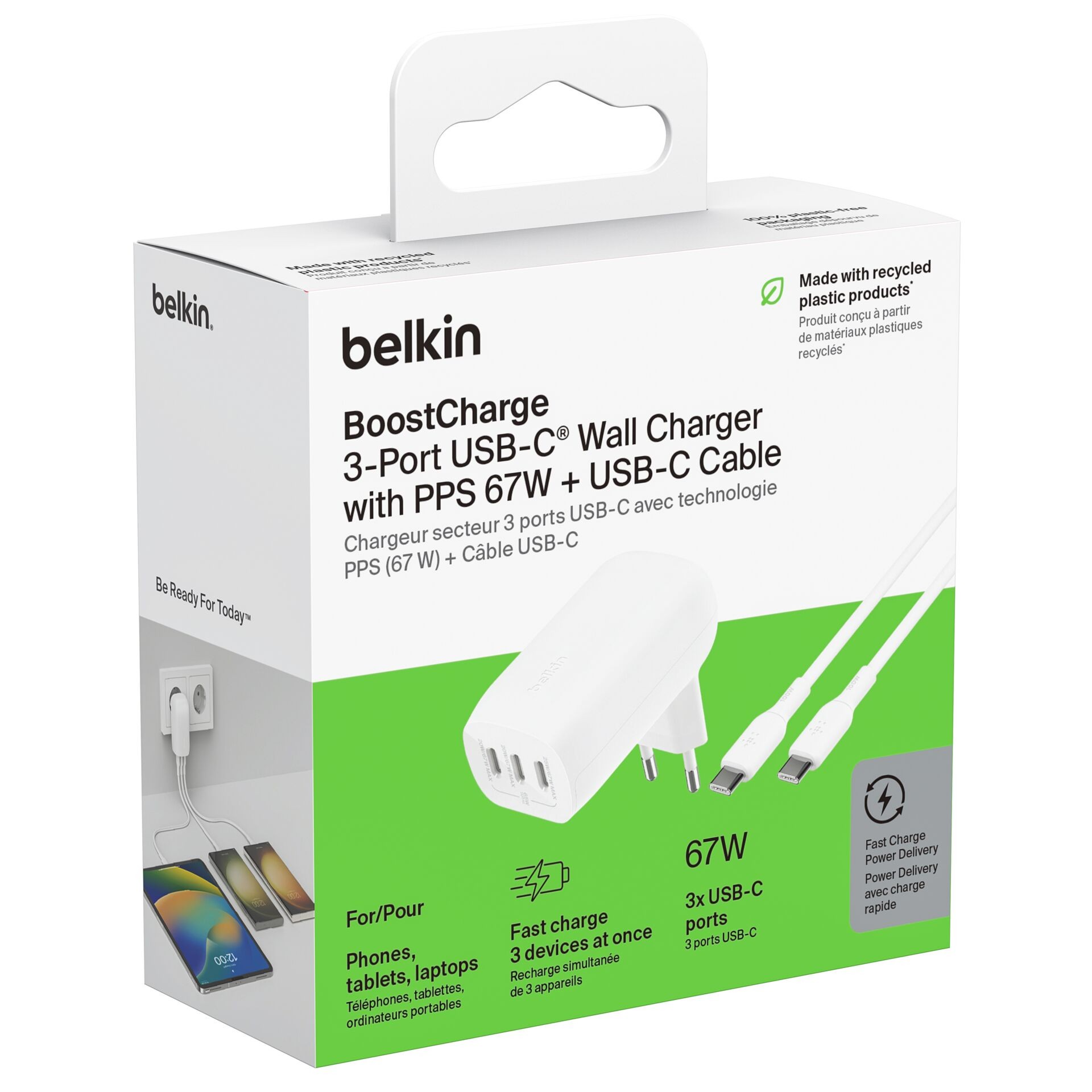Belkin BoostCharge Laptop, Smartphone, Universal White AC Fast