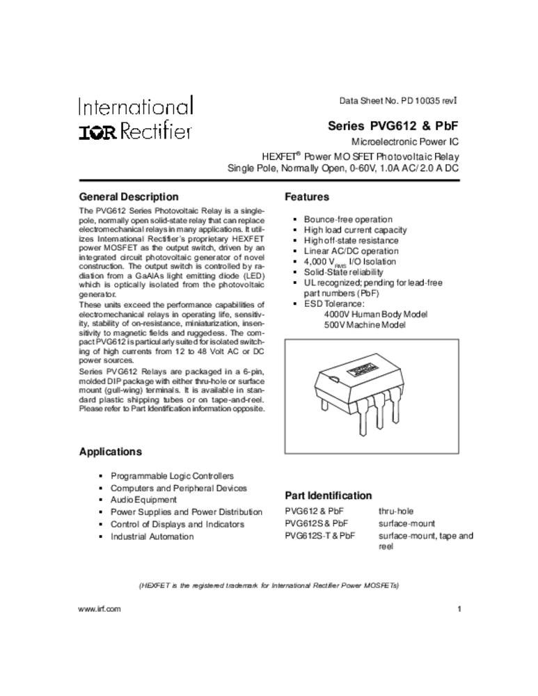 Infineon Technologies PVG612PBF PhotoMOS-Relais 1 St. 0.55A Polzahl: