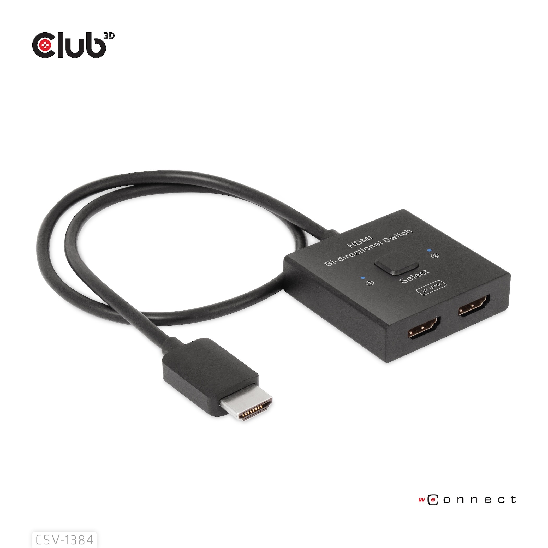 CLUB3D HDMI 2-in-1 Bi-directional Switch for 8K60Hz or 4K120Hz -