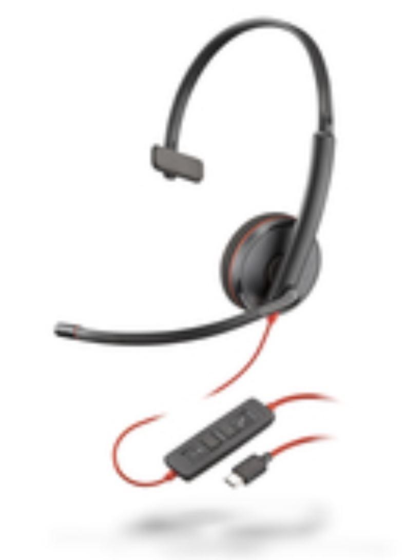 HP Poly Blackwire 3210 Monaural USB-C Headset +USB-C/A Adapter (Bulk)