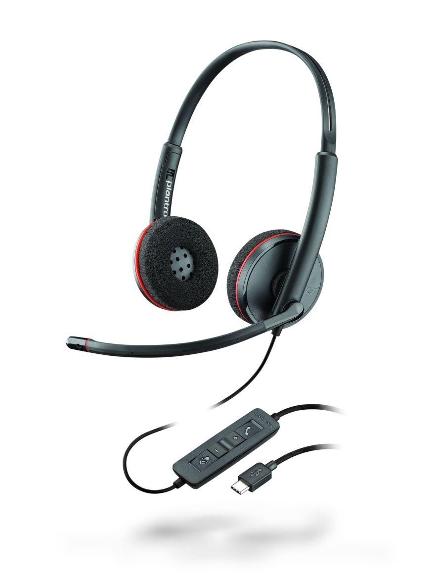 HP Poly Blackwire 3220 Stereo USB-C Black Headset +USB-C/A Adapter (