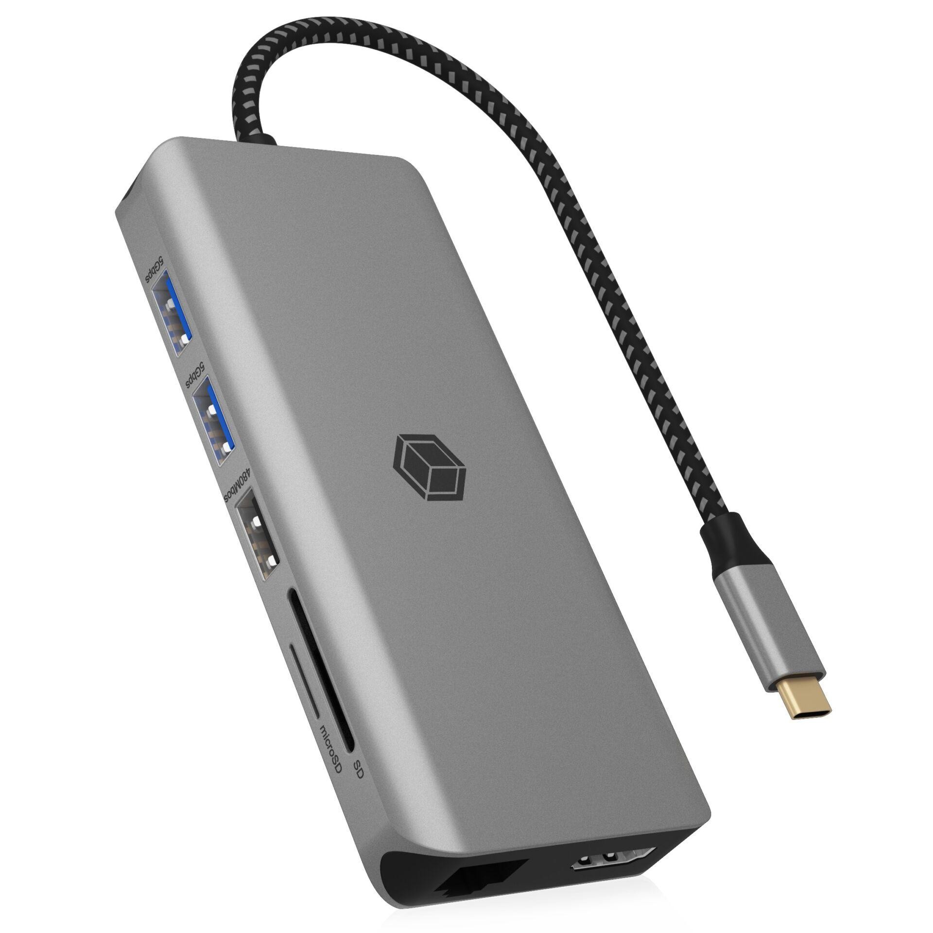 ICY BOX IB-DK4061-CPD Avec fil USB 3.2 Gen 1 (3.1 Gen 1) Type-C Gris -
