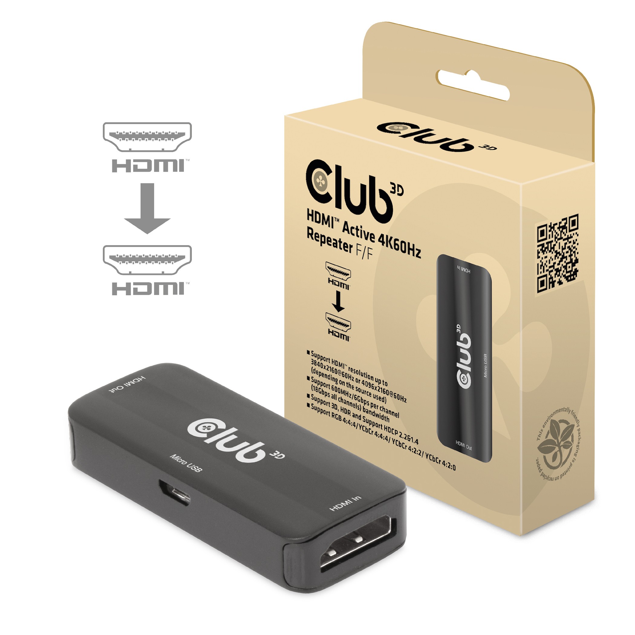 CLUB3D CAC-1307 extension audio/video Répéteur AV Noir - CLUB3D CAC-