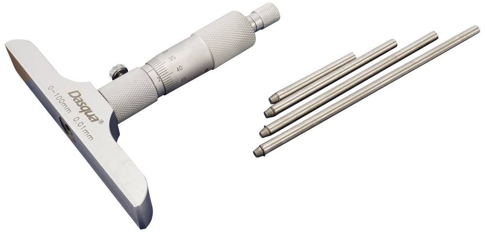 Dasqua 4611-8120 Tiefenmikrometer mit austauschbarer Stange 100mm (