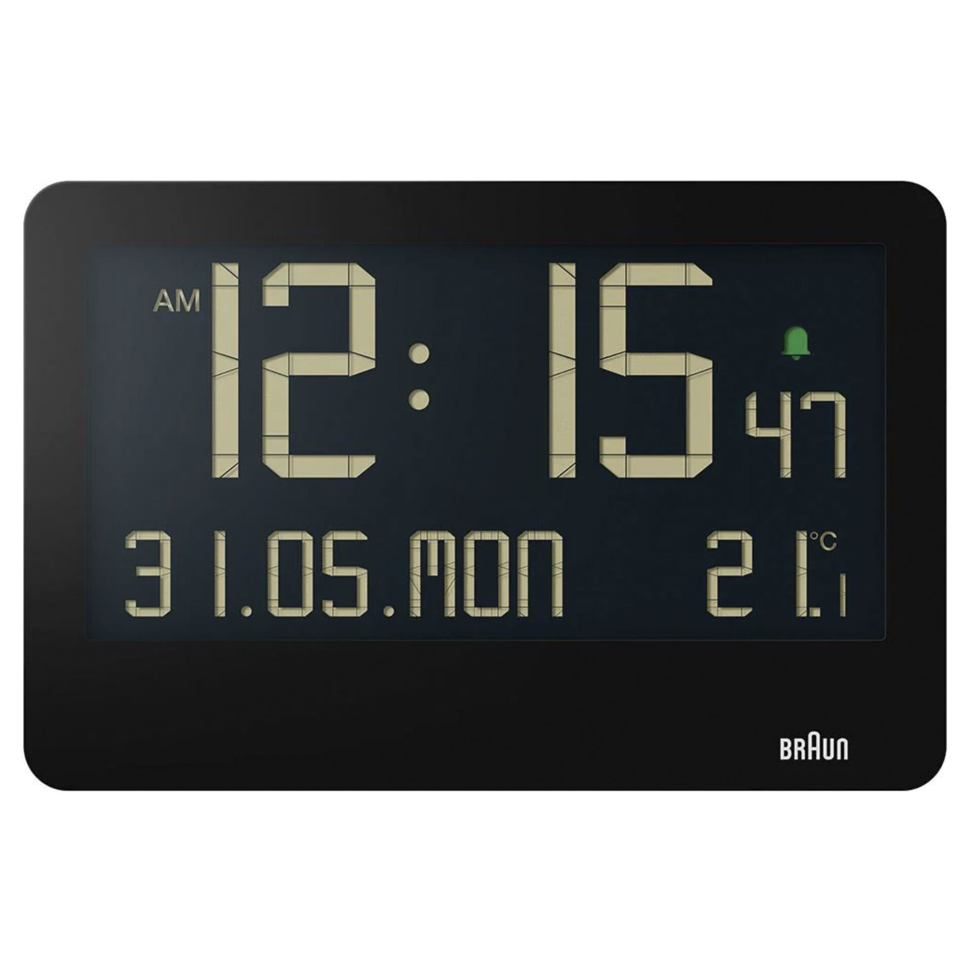 Braun BC14 Horloge à quartz Rectangle Noir - Braun BC14, Mur,
