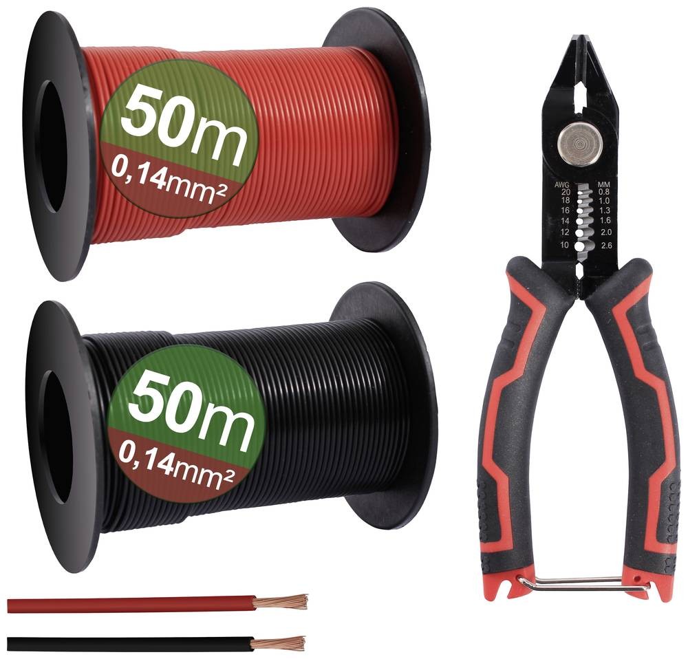 Quadrios 23CW026 Litzensortiment 0.14mm² black, Rot 1 Set