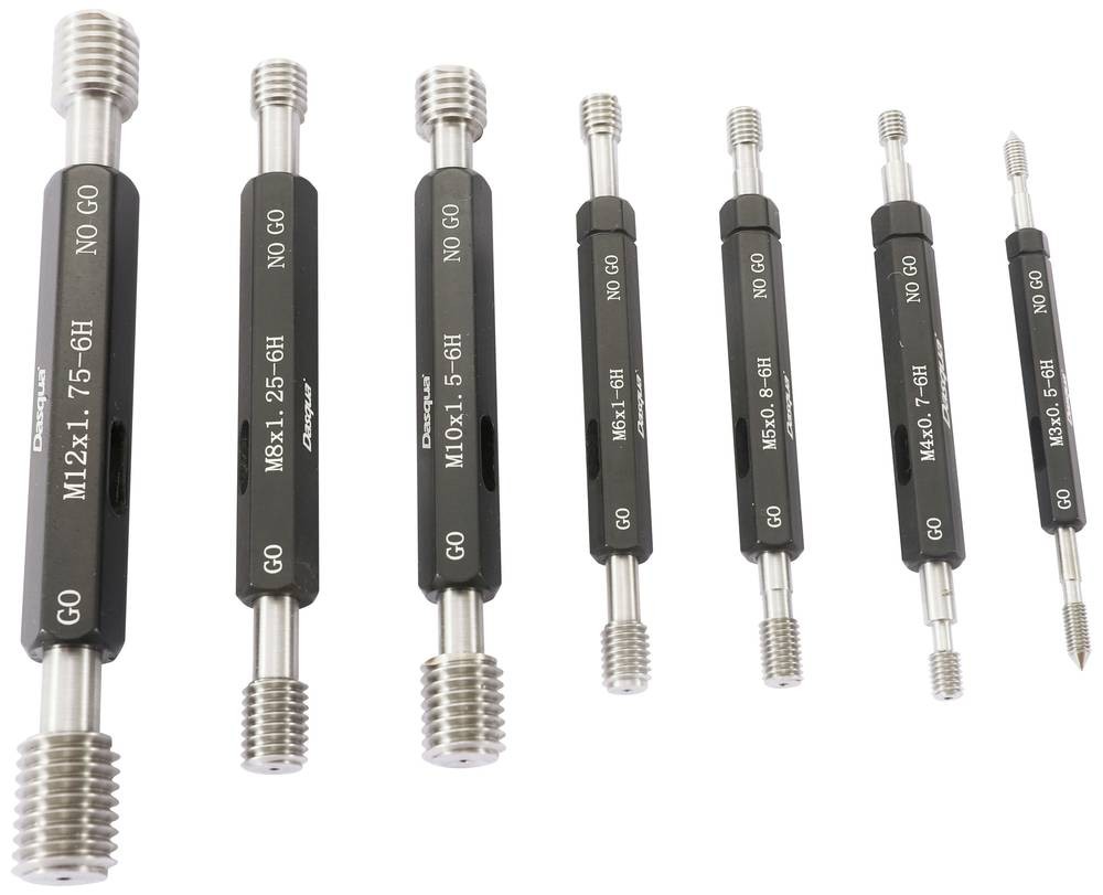 Dasqua 6311-3202 7-teiliges Gewindelehren-Set, Go- and No-Go-Lehrdorn
