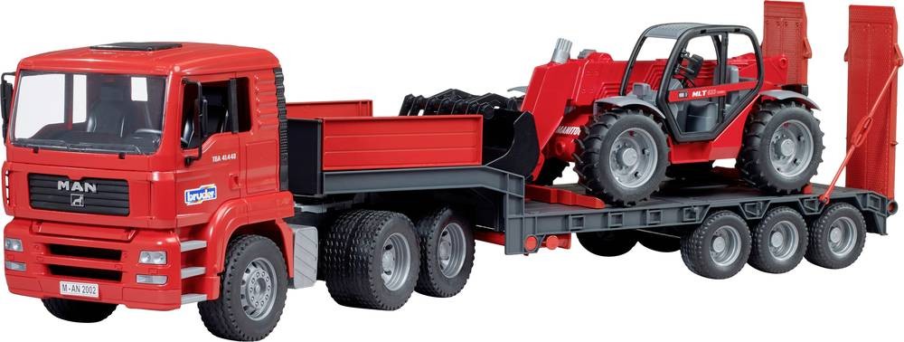Bruder MAN TGA Tieflader con Manitou Teleskoplader Fertigmodell