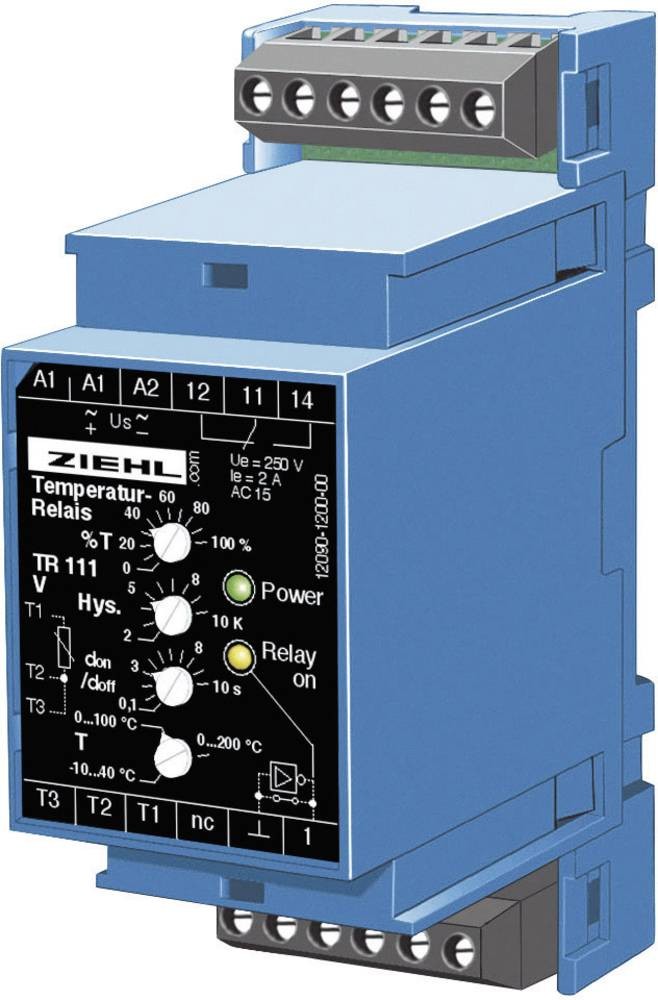 Ziehl TR 111 Temperaturregler Pt100 -10 up to +200°C Relais 5A (L x